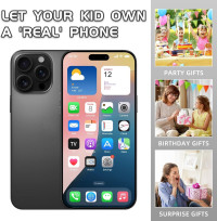 Dummy Fake Phone Model, Looks Like The Real Phone Compatible with Phone 16 PM, for Cell Phone Store Display or Send a Toy Phone for Kids (16ProMax,Black Titanium,The Screen is Printed with Patterns)