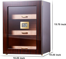 Woodronic Cigar Humidor Cabinet for 150 Counts with Spanish Cedar Lining, Crystal Gel Humidifiers, Digital Hygrometer & Larger Drawers, Glossy Ebony Finish, Desktop Cigar Gift for Men Ebony Finish 150 Count (Pack of 1)