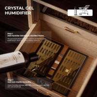 Woodronic Cigar Humidor Cabinet for 150 Counts with Spanish Cedar Lining, Crystal Gel Humidifiers, Digital Hygrometer & Larger Drawers, Glossy Ebony Finish, Desktop Cigar Gift for Men Ebony Finish 150 Count (Pack of 1)