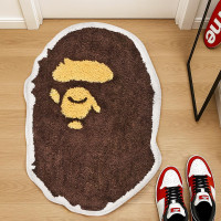 Bape Rug - 28″ x 20″ Hypebeast Rug for Hypebeast Room Decor - Non Slip Living Room, Bedroom, Children Room, Door mat Cool Carpet for Y2k Room Decor - Soft and Fluffy Brown A Bathing APE Bathmat