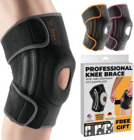 DR. BRACE ELITE Knee Brace with Side Stabilizers & Patella Gel Pads for Maximum Knee Pain Support and fast recovery for men and women-Please Check How To Size Video (Mercury, Large) Large Mercury