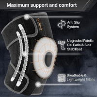 DR. BRACE ELITE Knee Brace with Side Stabilizers & Patella Gel Pads for Maximum Knee Pain Support and fast recovery for men and women-Please Check How To Size Video (Mercury, Large) Large Mercury