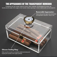 Scotte Acrylic Cigar Humidor Jar/case/Box with Humidifier and Hygrometer,humidor Can Hold About 20 Cigars Including Cigar Cutters and Cigar Punch (Clear-1)