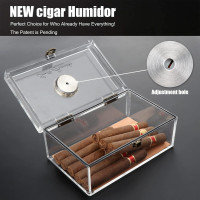 Scotte Acrylic Cigar Humidor Jar/case/Box with Humidifier and Hygrometer,humidor Can Hold About 20 Cigars Including Cigar Cutters and Cigar Punch (Clear-1)