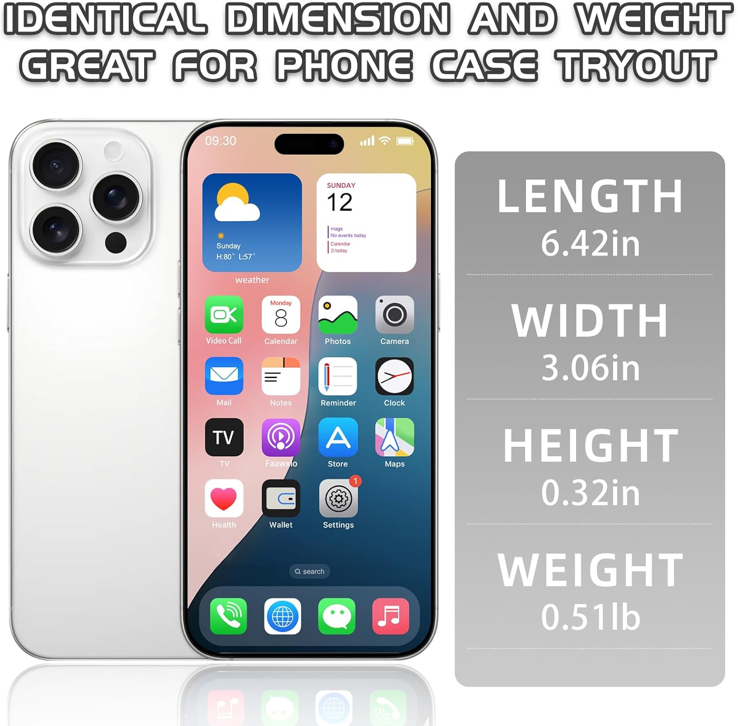 Dummy Fake Phone Model, Looks Like The Real Phone Compatible with Phone 16 PM, for Cell Phone Store Display or Send a Toy Phone for Kids (16ProMax,White Titanium,The Screen is Printed with Patterns)