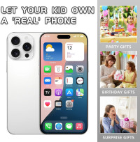 Dummy Fake Phone Model, Looks Like The Real Phone Compatible with Phone 16 PM, for Cell Phone Store Display or Send a Toy Phone for Kids (16ProMax,White Titanium,The Screen is Printed with Patterns)