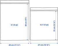 IKEA ISTAD Blue Plastic Freezer Bags - 15 Bags 6L (28.5 x 41 cm) and 15 Bags of 4.5 L (27 x 34 cm) Total of 30