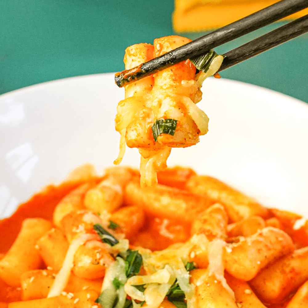 DONG WON Topokki with Cheese and Spicy Sauce, Korean Rice Cake Stick, Korean Street Food, 8.46 OZ (240 G) - 1 Pack Cheese and Spicy - 1 Pack