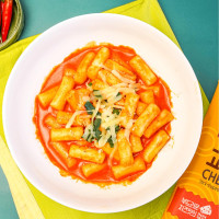 DONG WON Topokki with Cheese and Spicy Sauce, Korean Rice Cake Stick, Korean Street Food, 8.46 OZ (240 G) - 1 Pack Cheese and Spicy - 1 Pack