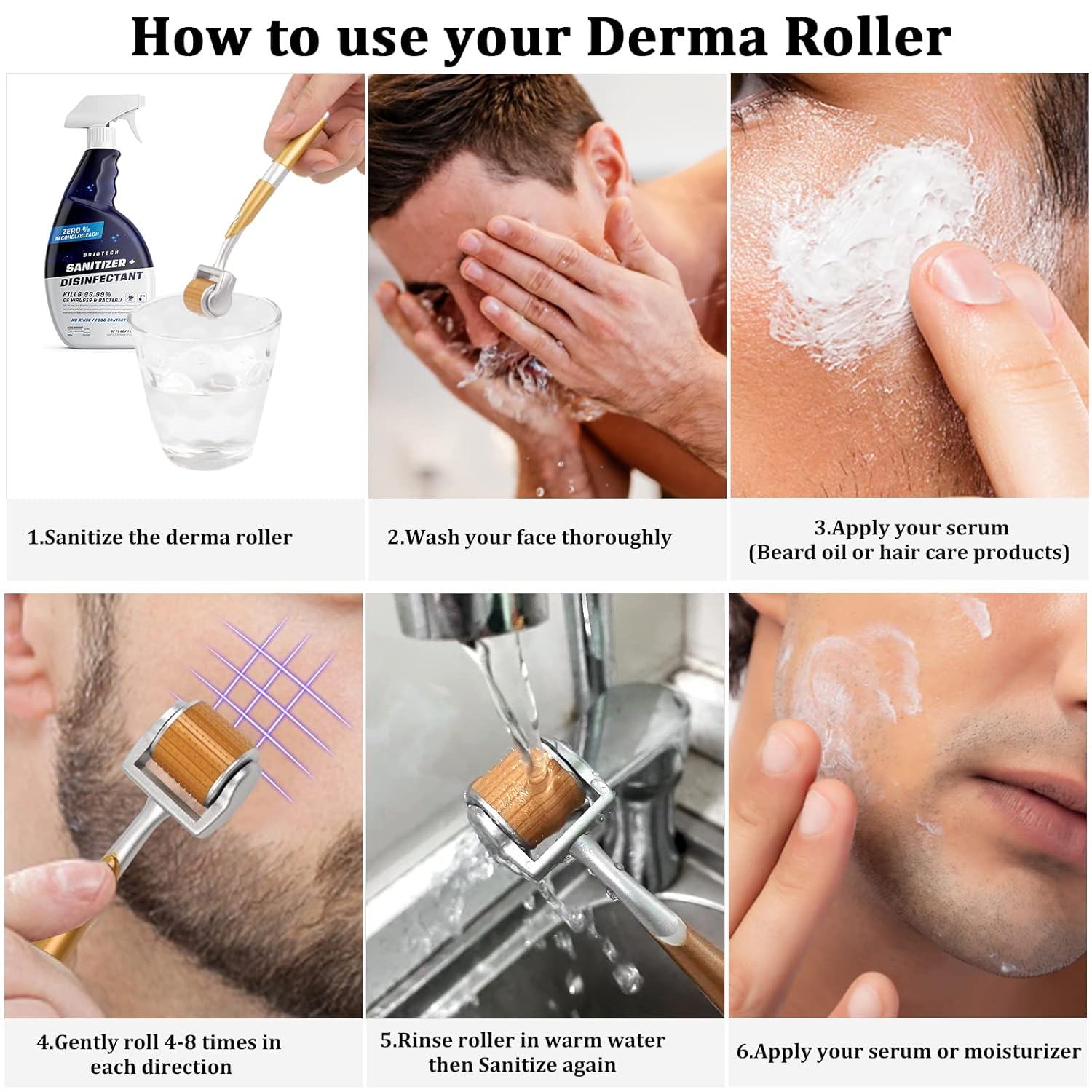 Derma Roller 0.25mm for Face, Microneedle Derma Roller for Hair and Beard (yellow-0.25)