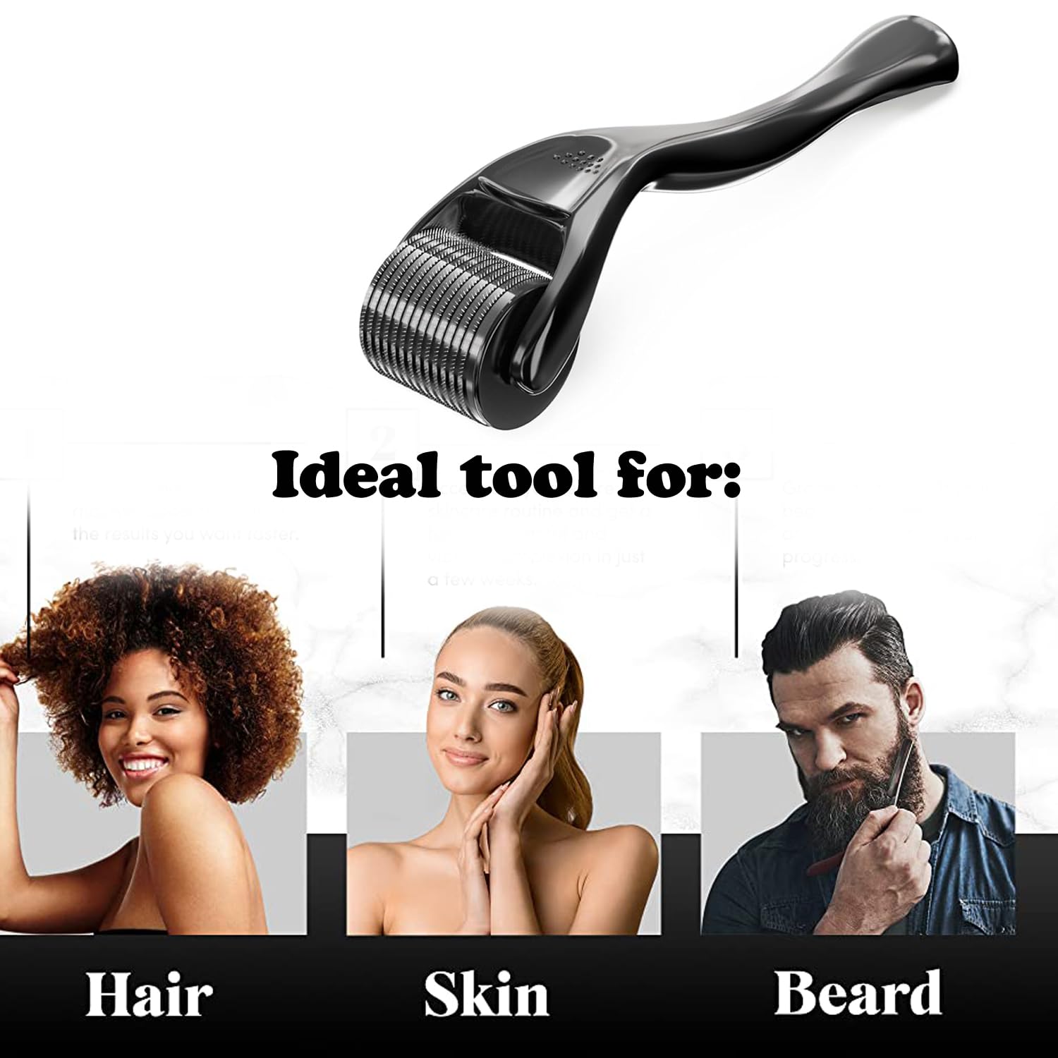Derma Roller 540 Titanium Microneedles for Face, Scalp & Beard Care | 0.25mm Needle Depth | Premium Durable Design | Hypoallergenic & Easy-Clean | Unisex for Women & Men Black