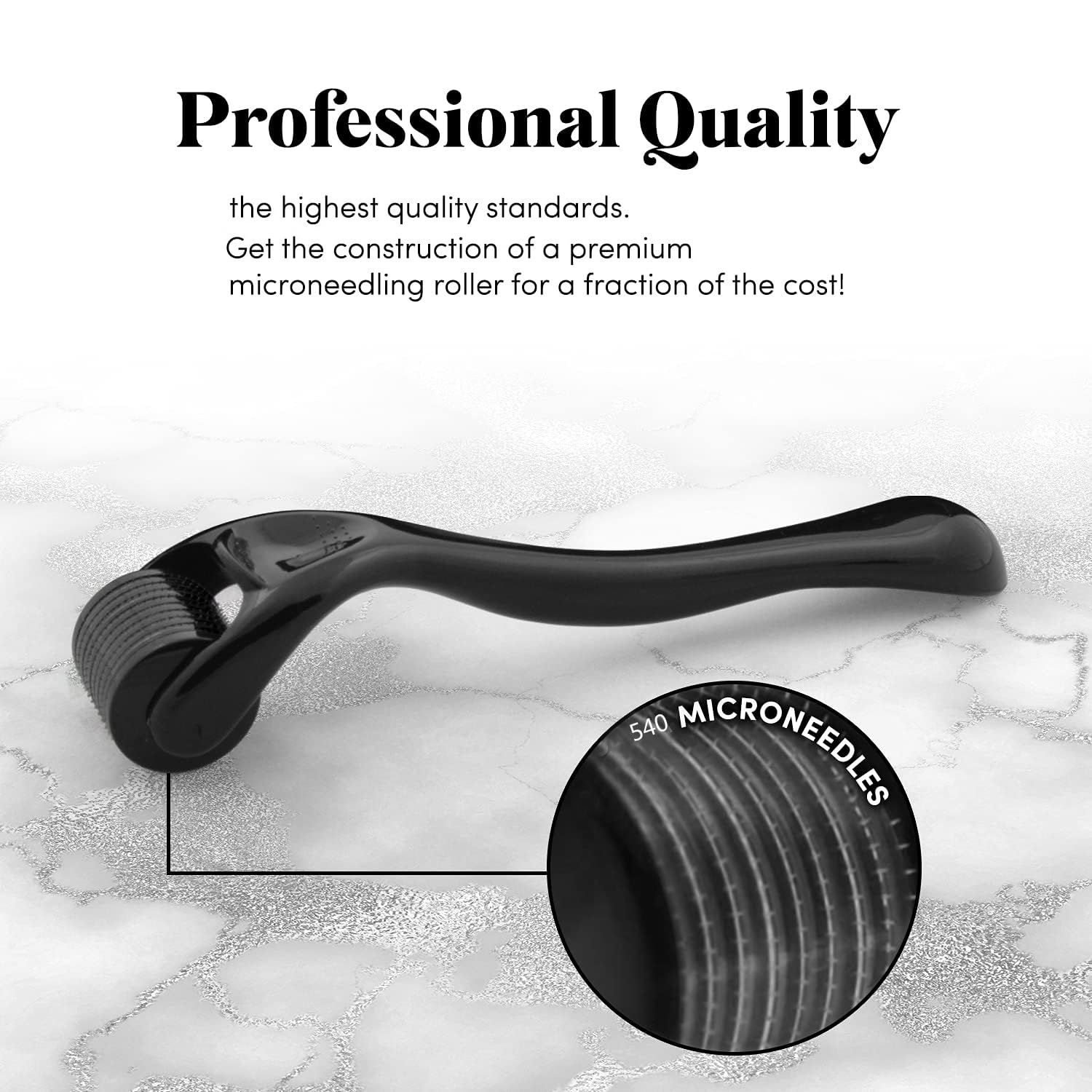 Derma Roller 540 Titanium Microneedles for Face, Scalp & Beard Care | 0.25mm Needle Depth | Premium Durable Design | Hypoallergenic & Easy-Clean | Unisex for Women & Men Black