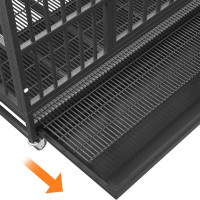 54/48/42/38 Inch Heavy Duty Dog Crate Cage with Wheels, Indestructible and Escape Proof Steel Kennel Indoor for High Anxiety Dogs with Sturdy Locks, Double Door and Tray, Extra Large XL XXL 48-Inch Black