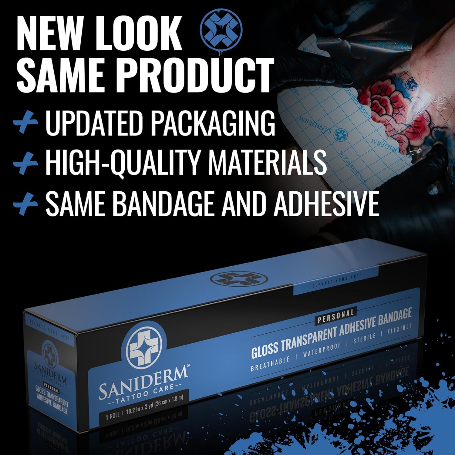 Saniderm Original Tattoo Aftercare Bandage (Personal Roll, 10.2 in x 2 yd) Personal Roll (10 in x 2 yd)