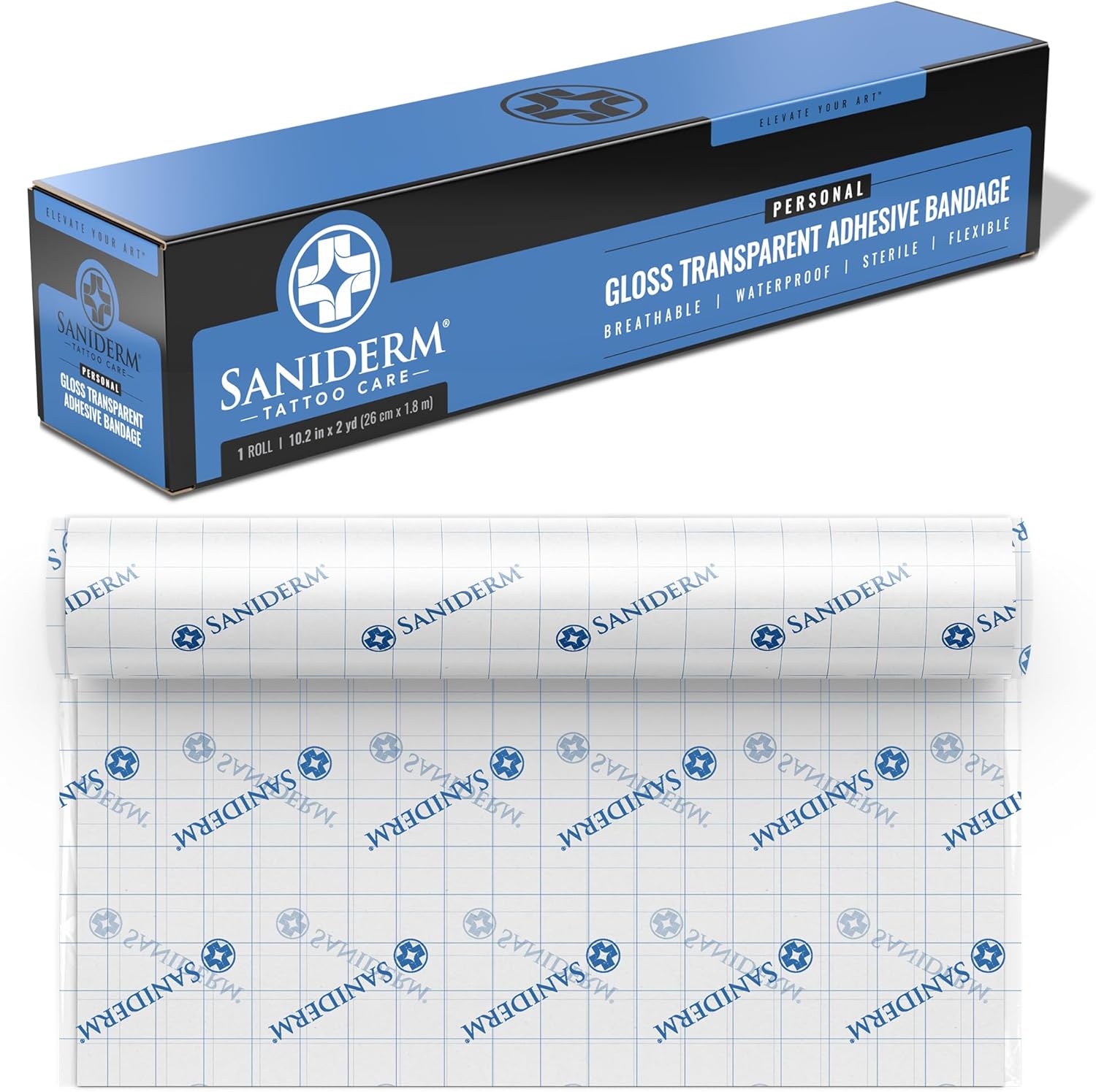 Saniderm Original Tattoo Aftercare Bandage (Personal Roll, 10.2 in x 2 yd) Personal Roll (10 in x 2 yd)