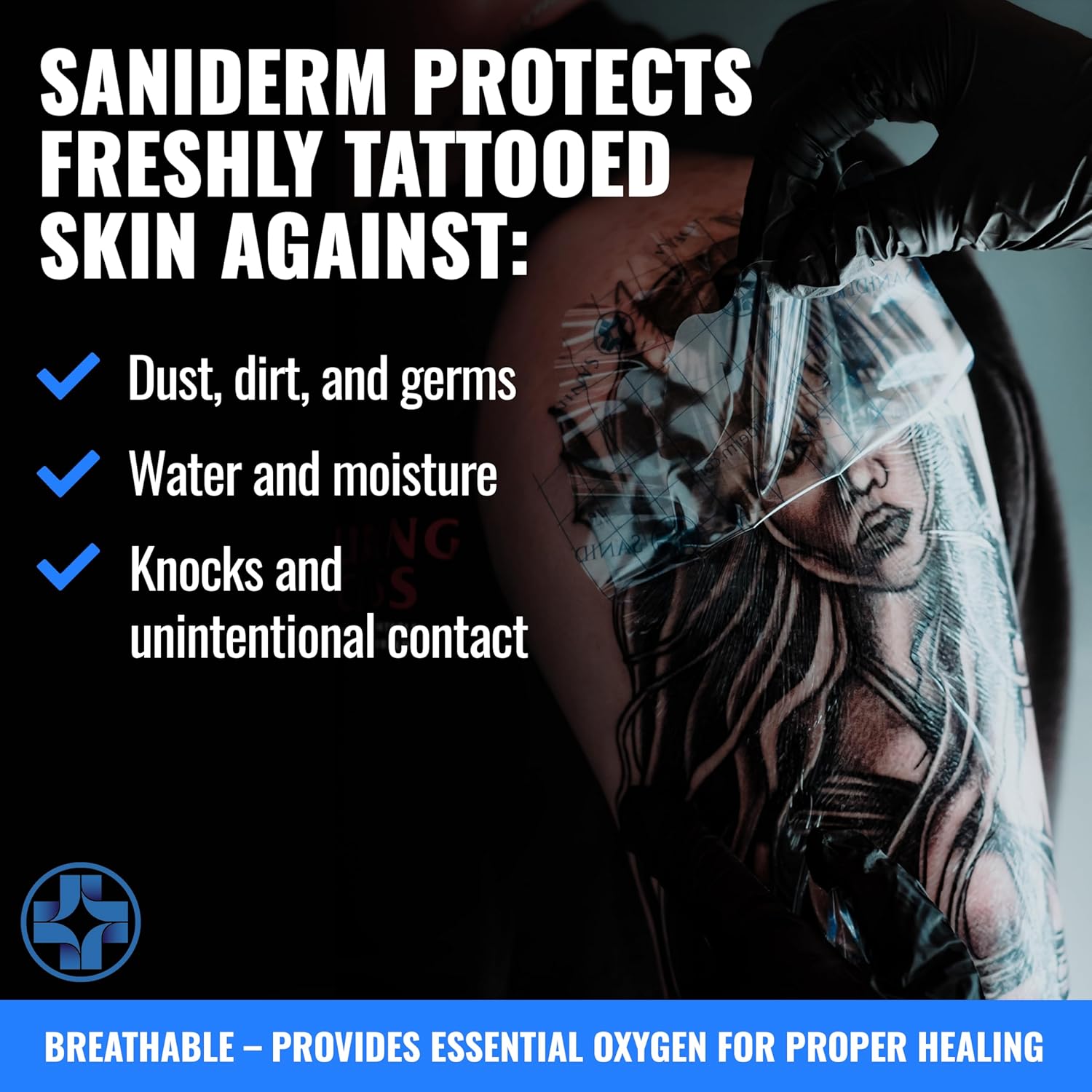 Saniderm Original Tattoo Aftercare Bandage (Personal Roll, 10.2 in x 2 yd) Personal Roll (10 in x 2 yd)