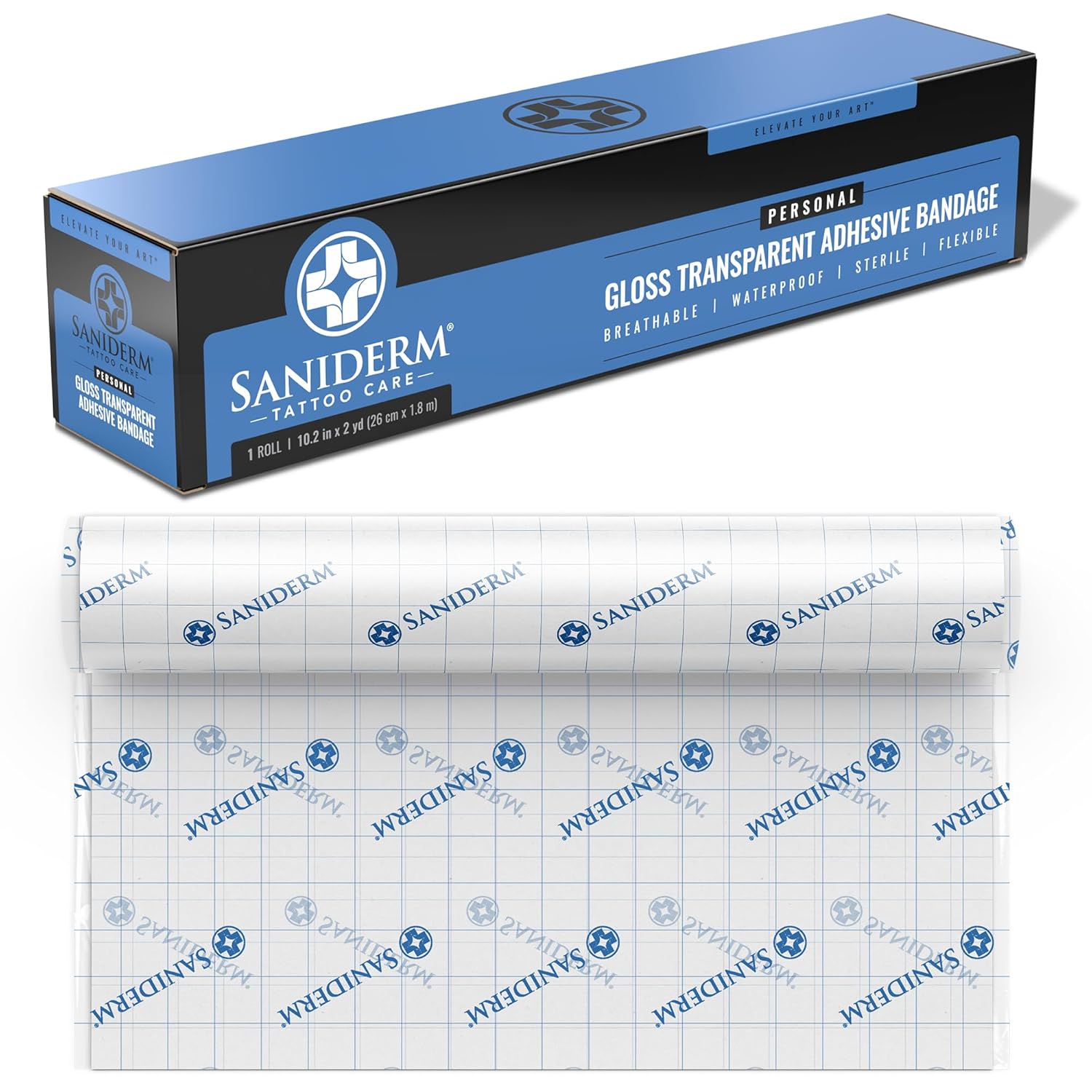 Saniderm Original Tattoo Aftercare Bandage (Personal Roll, 10.2 in x 2 yd) Personal Roll (10 in x 2 yd)
