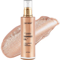 Shimmer Body Oil, Long Lasting Moisturizing Body Glow Oil for Women Face Luminizer Highlighter Makeup 100ml Glitter Shimmer Lotion for Glow Skin (Light Rose Gold) Light Rose Gold Body Glow