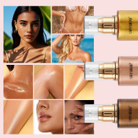 Shimmer Body Oil, Long Lasting Moisturizing Body Glow Oil for Women Face Luminizer Highlighter Makeup 100ml Glitter Shimmer Lotion for Glow Skin (Light Rose Gold) Light Rose Gold Body Glow