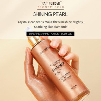 Shimmer Body Oil, Long Lasting Moisturizing Body Glow Oil for Women Face Luminizer Highlighter Makeup 100ml Glitter Shimmer Lotion for Glow Skin (Light Rose Gold) Light Rose Gold Body Glow