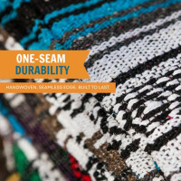 Large Mexican Blanket in Beige/Dark Brown — Handcrafted Serape Falsa Yoga Blanket (73” x 48”) – Throw for Camping, Beach & Outdoor Use – Artisan Craft, Made in Mexico from Recycled Fibers