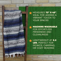 Large Mexican Blanket in Beige/Dark Brown — Handcrafted Serape Falsa Yoga Blanket (73” x 48”) – Throw for Camping, Beach & Outdoor Use – Artisan Craft, Made in Mexico from Recycled Fibers