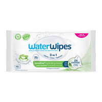 WaterWipes Sensitive+ Hydrating Boost Wipes, 3-In-1 Cleans, Cares, Hydrates, 99% Water with Aloe Vera, Unscented & Hypoallergenic Baby Wipes, 60 Count (1 Pack) Hydrating 1 Count (Pack of 60)