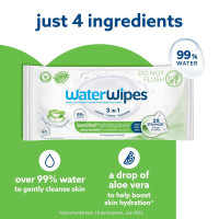 WaterWipes Sensitive+ Hydrating Boost Wipes, 3-In-1 Cleans, Cares, Hydrates, 99% Water with Aloe Vera, Unscented & Hypoallergenic Baby Wipes, 60 Count (1 Pack) Hydrating 1 Count (Pack of 60)