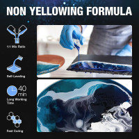 Epoxy Resin - 128OZ Crystal Clear, Self-Leveling, Bubbles Free, UV Resistant, Epoxy Resin Kit for DIY Art, Jewelry, Table, Countertop, 1:1 Mix (1 Gallon)