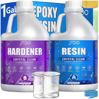 Epoxy Resin - 128OZ Crystal Clear, Self-Leveling, Bubbles Free, UV Resistant, Epoxy Resin Kit for DIY Art, Jewelry, Table, Countertop, 1:1 Mix (1 Gallon)