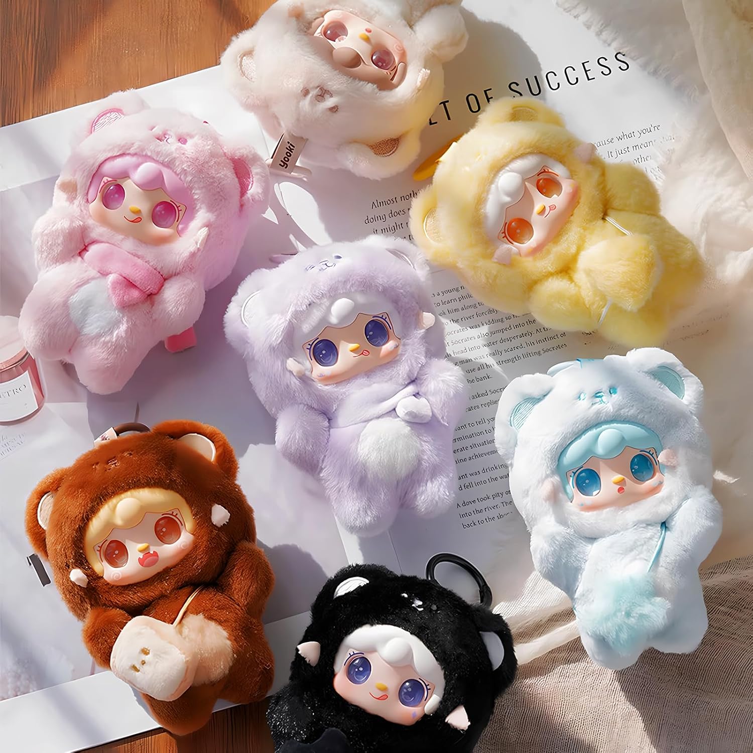 Yooki Take a Bite of Bear Series Plush Blind Box 1 PCS- Cute Vinyl Face Random Design Action Figures, Collectible Mystery Stuffed Toys Bag Charm Birthday for Girls 1pcs