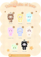 Yooki Take a Bite of Bear Series Plush Blind Box 1 PCS- Cute Vinyl Face Random Design Action Figures, Collectible Mystery Stuffed Toys Bag Charm Birthday for Girls 1pcs