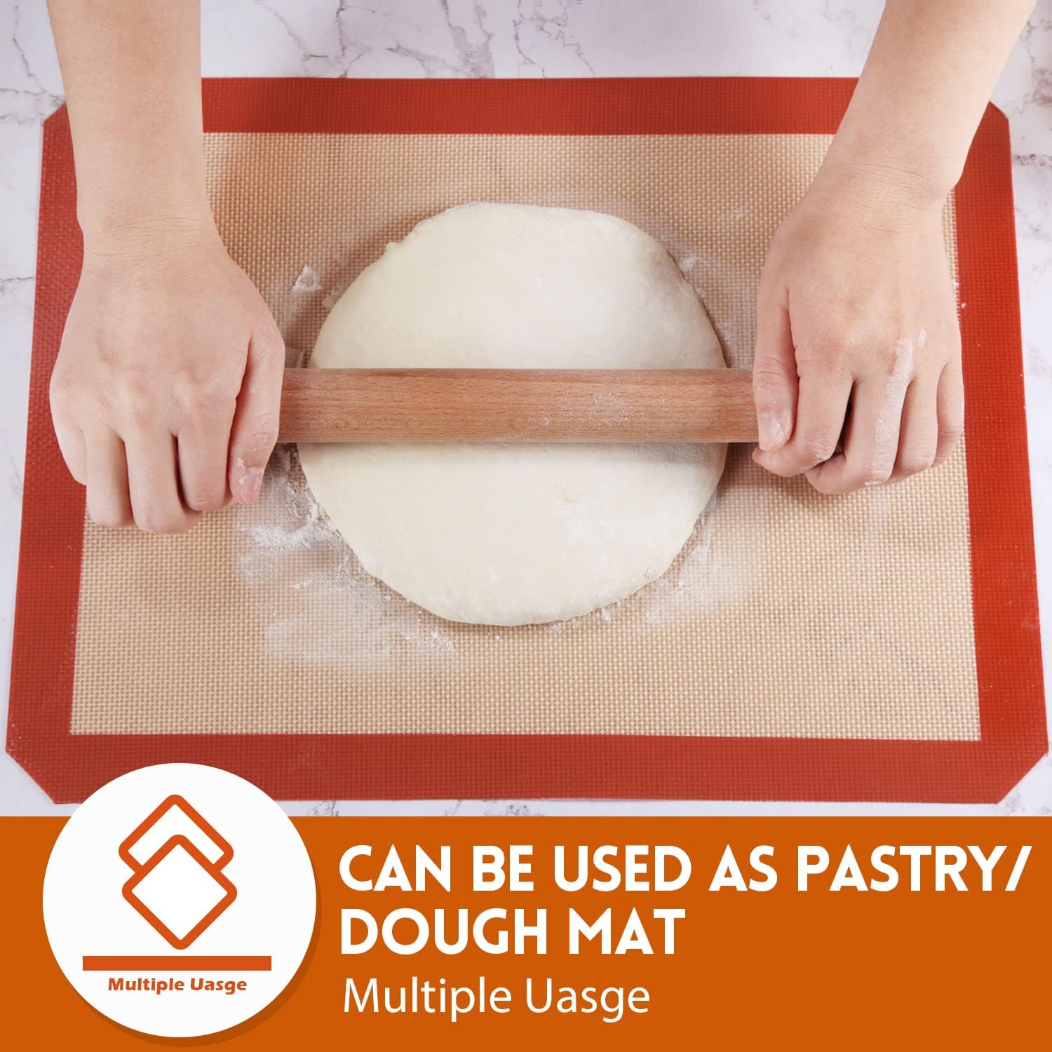 STATINT Non-Stick Silicone Baking Mat, Premium Food Safe - Pack of 2, for Cookie Oven Reusable Mat, 16.5