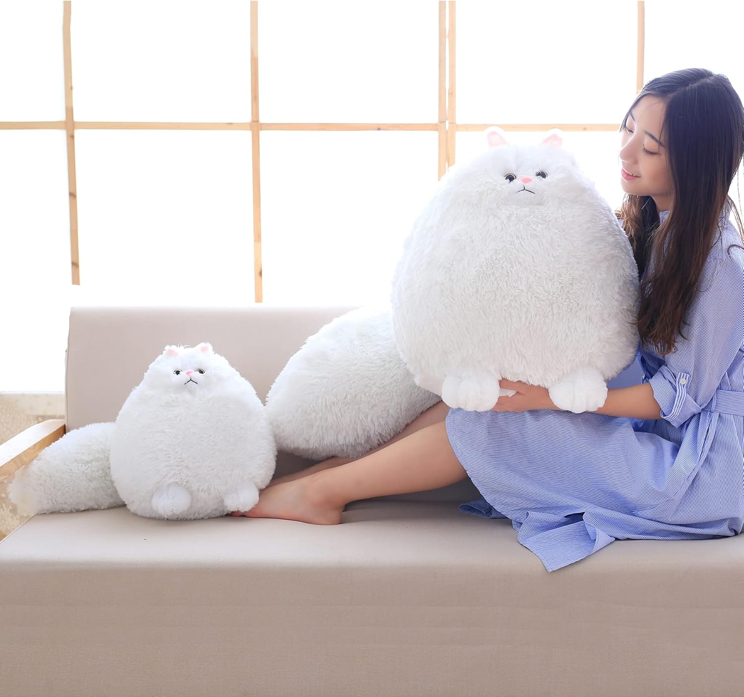 Winsterch Stuffed Animal Plushie Cat Stuffed Animal,Cute Soft Plush Cat Animals,White Stuffed Cat, Birthday for Kids,Boys,Girls,Fat Cat Stuffed Toy (White, 10 Inches) White 10 Inches