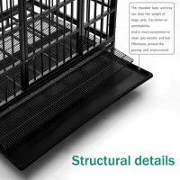 WOKEEN 48 Inch Heavy Duty Dog Crate Cage Kennel with Wheels, High Anxiety Indestructible Dog Crate, Sturdy Locks Design, Double Door and Removable Tray Design, Extra Large XL XXL Dog Crate., Black