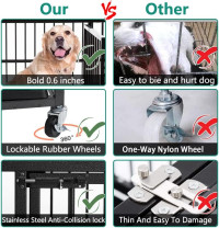 WOKEEN 48 Inch Heavy Duty Dog Crate Cage Kennel with Wheels, High Anxiety Indestructible Dog Crate, Sturdy Locks Design, Double Door and Removable Tray Design, Extra Large XL XXL Dog Crate., Black