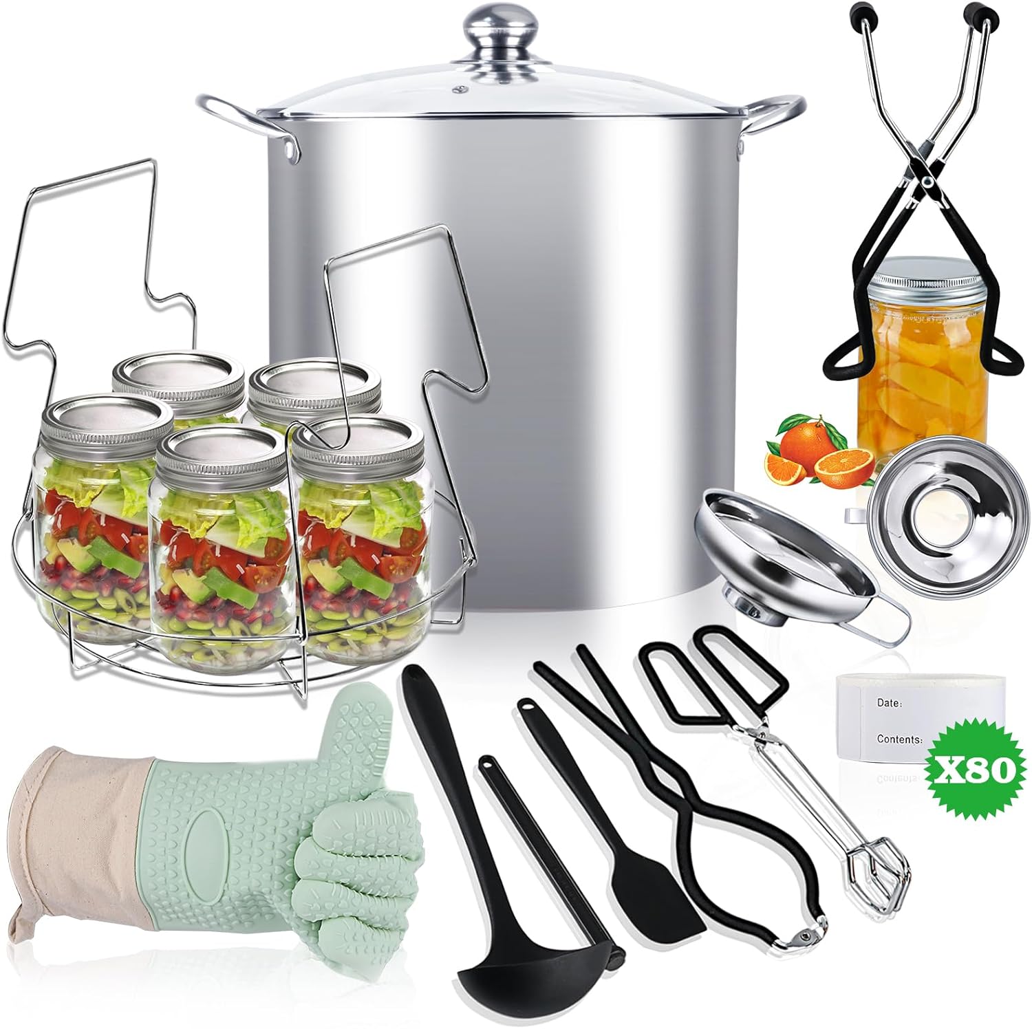 Canning Pot-Canning supplies starter kit, Stainless Steel Canning Tool Kit，Water bath canner with rack for canning. VICAN-SET