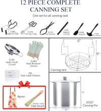 Canning Pot-Canning supplies starter kit, Stainless Steel Canning Tool Kit，Water bath canner with rack for canning. VICAN-SET