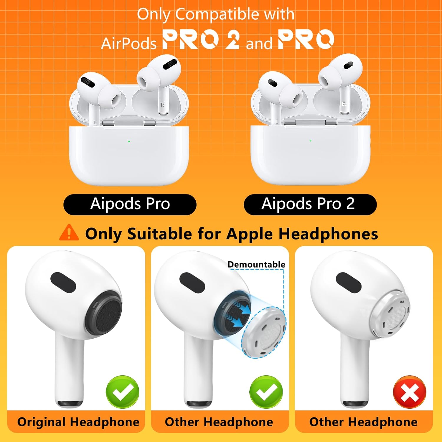 4 Pairs Replacement Ear Tips for AirPods Pro 2nd/1st Generation with Portable Storage Box & Cleaner Pen,Noise Reduction Holewith & Built-in dust Guard Screen,Silicone Ear Tips for AirPods Pro (White) 4White+pen