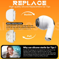4 Pairs Replacement Ear Tips for AirPods Pro 2nd/1st Generation with Portable Storage Box & Cleaner Pen,Noise Reduction Holewith & Built-in dust Guard Screen,Silicone Ear Tips for AirPods Pro (White) 4White+pen