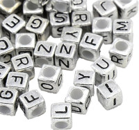 Honbay 78PCS Metal Silver Letters Alphabet Cube A-z Cube Spacer Beads Cub 7mm
