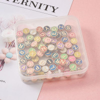 Fashewelry 104Pcs Colorful Enamel Alphabet Letter Beads 8mm Flat Round with Letter A-Z Initial Loose Spacer Beads Gold Plated Metal for DIY Bracelet Necklace Earring Jewelry Craft Making