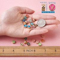 Fashewelry 104Pcs Colorful Enamel Alphabet Letter Beads 8mm Flat Round with Letter A-Z Initial Loose Spacer Beads Gold Plated Metal for DIY Bracelet Necklace Earring Jewelry Craft Making