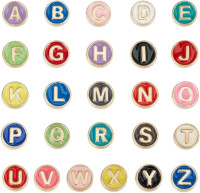 SUNNYCLUE 1 Box 52Pcs Alloy Alphabet Beads Metal Letter Bead Bulk Flat Round Initial Alloy Letters Multicolor Enamel Beads for Jewelry Making Beads Accessories DIY Earring Crafting Beginners Women
