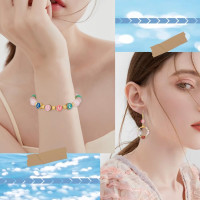 SUNNYCLUE 1 Box 52Pcs Alloy Alphabet Beads Metal Letter Bead Bulk Flat Round Initial Alloy Letters Multicolor Enamel Beads for Jewelry Making Beads Accessories DIY Earring Crafting Beginners Women
