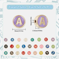SUNNYCLUE 1 Box 52Pcs Alloy Alphabet Beads Metal Letter Bead Bulk Flat Round Initial Alloy Letters Multicolor Enamel Beads for Jewelry Making Beads Accessories DIY Earring Crafting Beginners Women