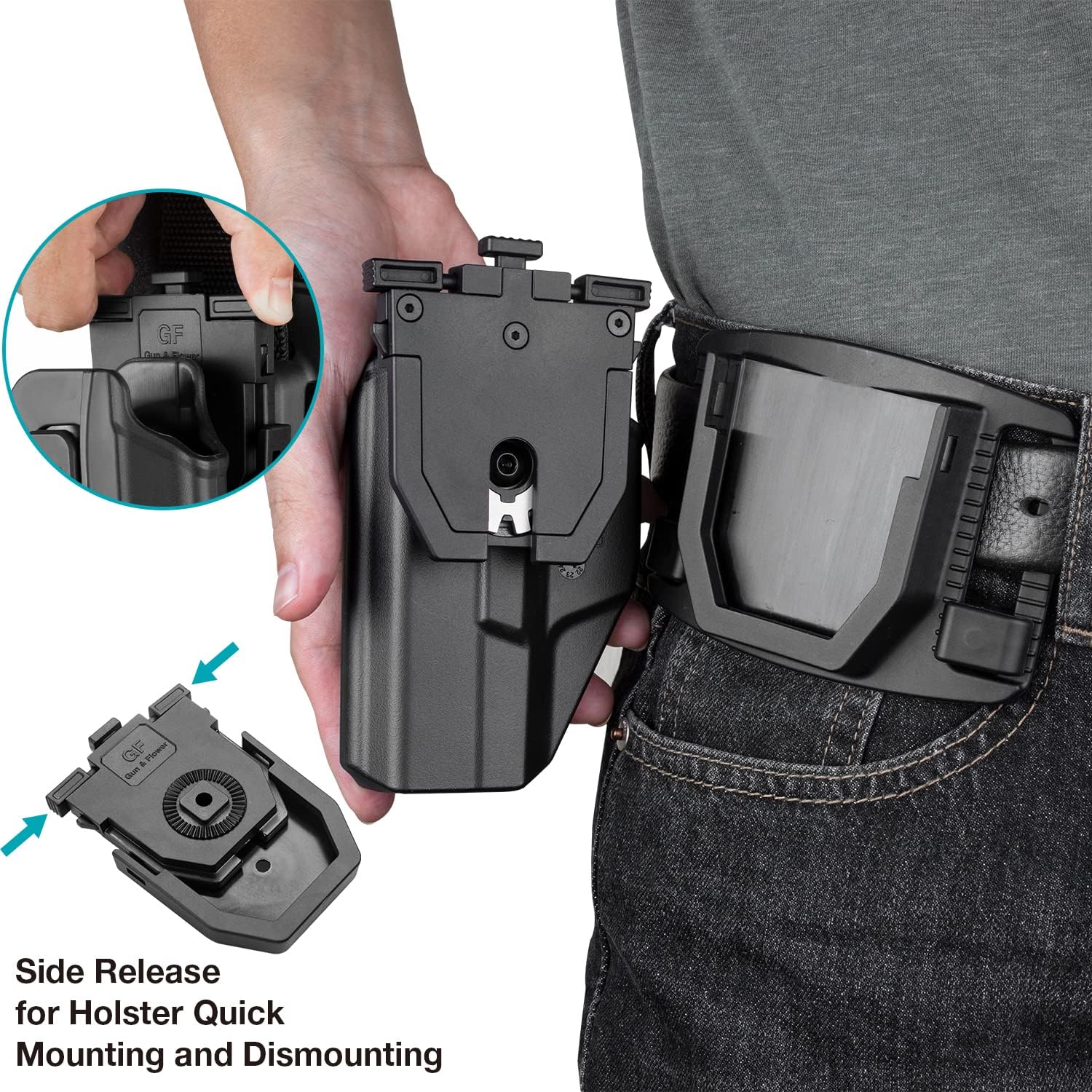 Gun & Flower Tool-Free 360° Adjustment OWB Holster, Optic/RDS Compatible for Taurus G2C G3C, Glock 19 19X 23 32 45, M&P Shield 9MM/380 EZ, Quick Release, Level 2 Retention, Belt Loop Glock 17/22/31, NOT FIT G22 GEN 5--Index Finger System