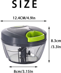 Ourokhome Manual Food Processor Vegetable Chopper, Portable Hand Pull String Garlic Mincer Onion Cutter for Veggies, Ginger, Fruits, Nuts, Herbs, etc., 500ml, Grey 500 ml Gray