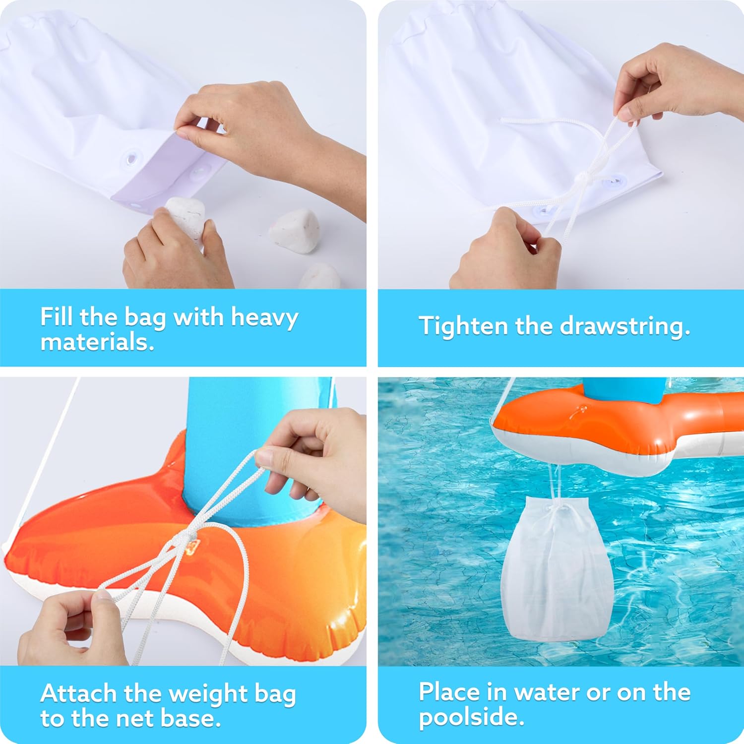 JOYIN Inflatable Pool Float Set Volleyball Net & Basketball Hoops, Floating Swimming Game Toy for Kids and Adults, Summer Floaties, Volleyball Court (105”x28”x38”)|Basketball (27.6”x23”),L-Orange Orange Large