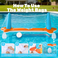 JOYIN Inflatable Pool Float Set Volleyball Net & Basketball Hoops, Floating Swimming Game Toy for Kids and Adults, Summer Floaties, Volleyball Court (105”x28”x38”)|Basketball (27.6”x23”),L-Orange Orange Large